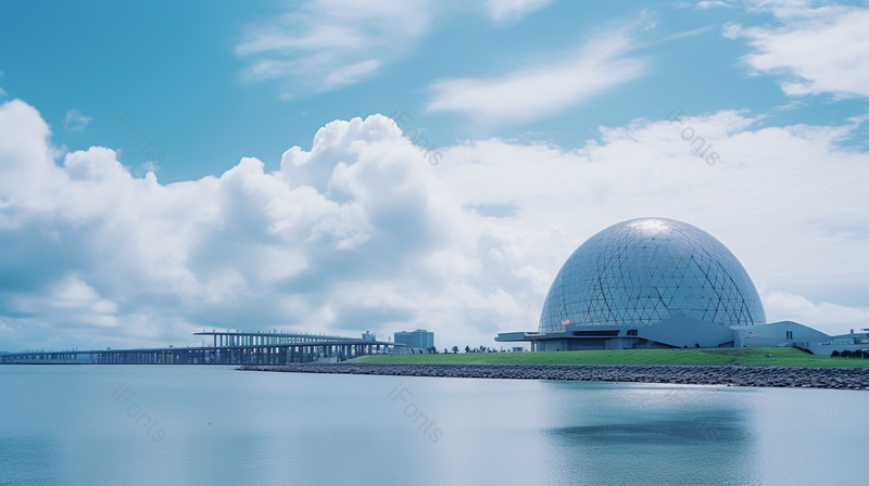 蓝天的天空下夏日珠海大剧院珠海大贝壳度假风景摄影图,高清,摄影图,摄影图片,图片大全,摄影图免费下载